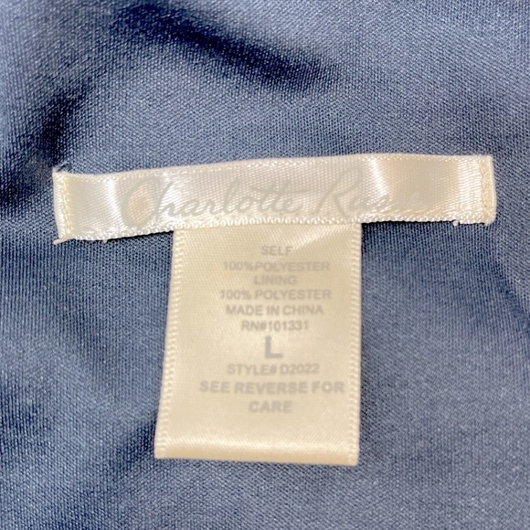 🌸3/$25 Charlotte Russe Flowy Floral Dress with Flutter Sleeves, Blue & Red Sz L - Picture 10 of 12